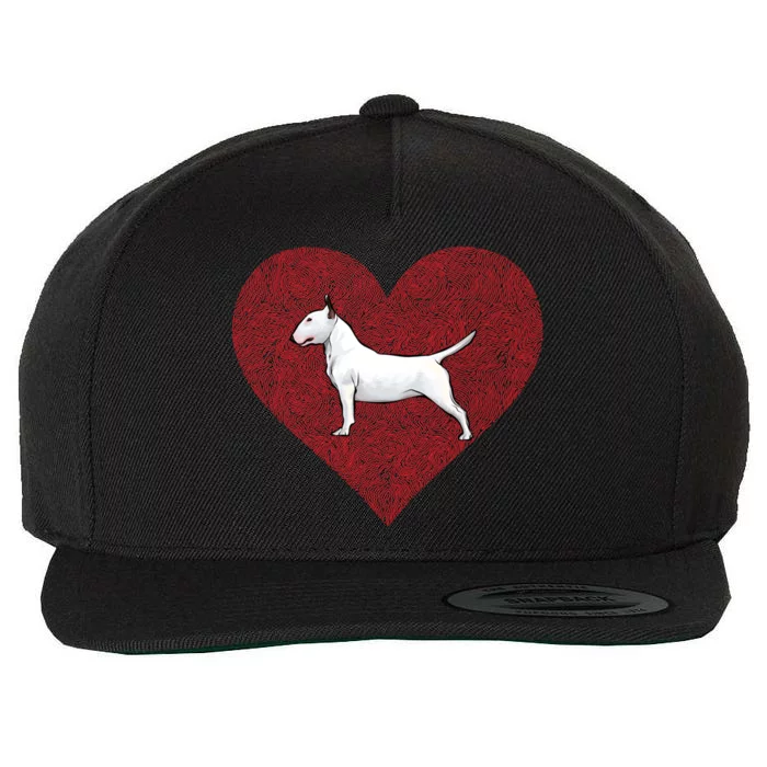 Bull Terrier Valentines Day Dog Love Fingerprint Gift Wool Snapback Cap