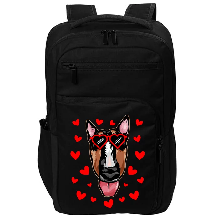 Bull Terrier Valentines Day Dog Love Heart Glasses Gift Impact Tech Backpack