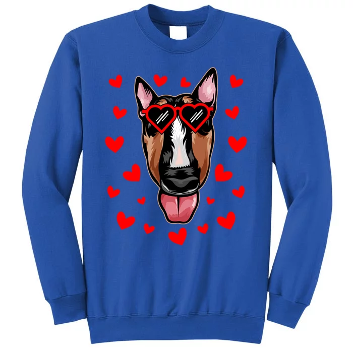 Bull Terrier Valentines Day Dog Love Heart Glasses Gift Tall Sweatshirt