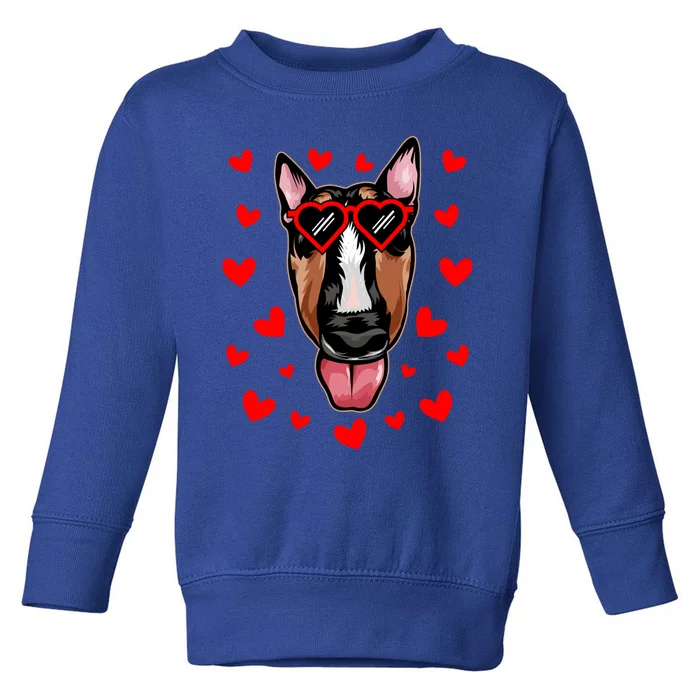 Bull Terrier Valentines Day Dog Love Heart Glasses Gift Toddler Sweatshirt