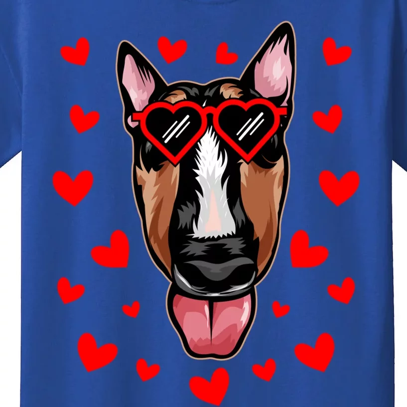 Bull Terrier Valentines Day Dog Love Heart Glasses Gift Kids T-Shirt