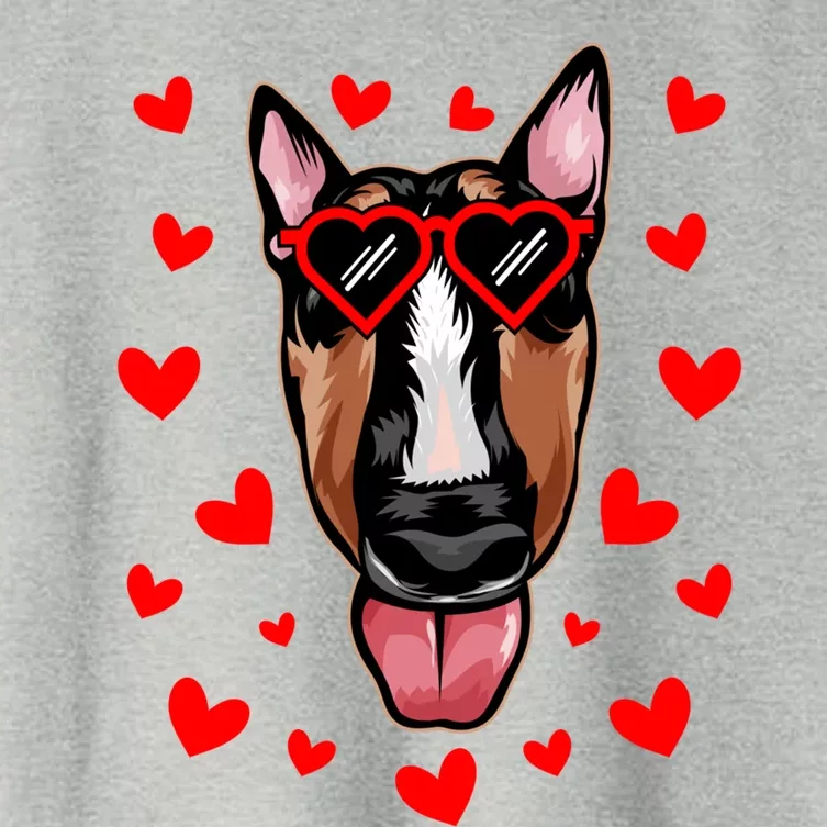 Bull Terrier Valentines Day Dog Love Heart Glasses Gift Women's Crop Top Tee