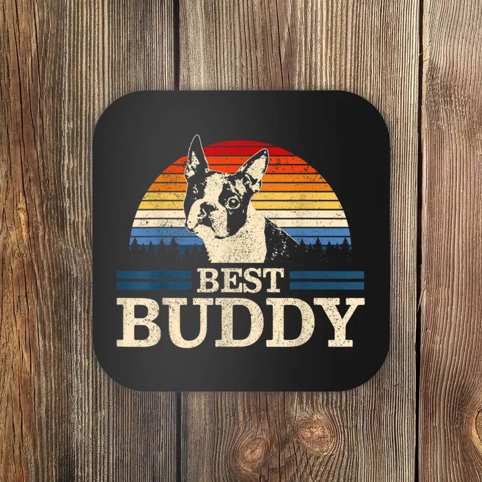 Boston Terrier Vintage Best Buddy Funny Dog Lover Gift Coaster