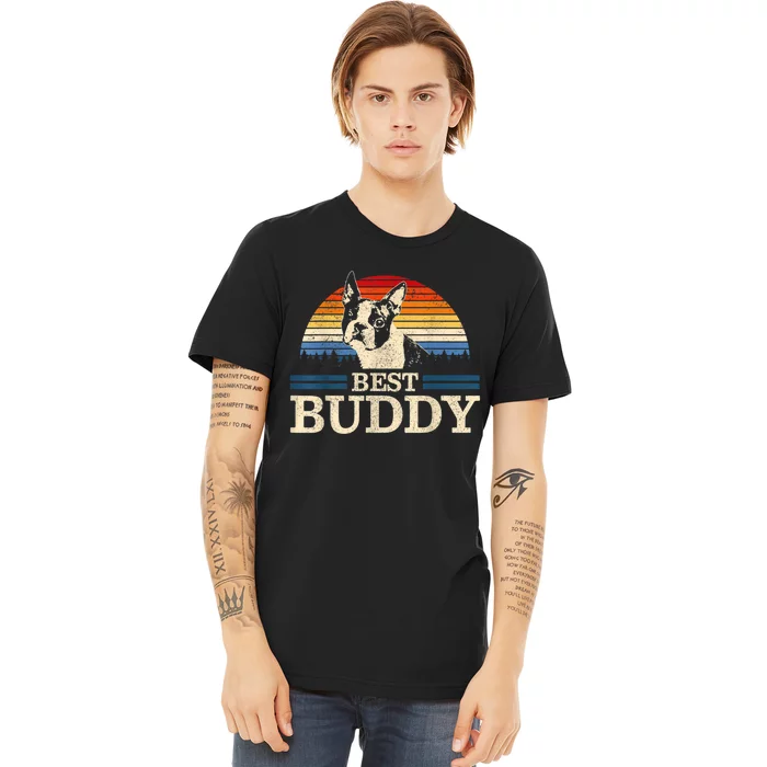 Boston Terrier Vintage Best Buddy Funny Dog Lover Gift Premium T-Shirt