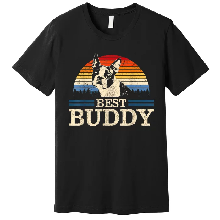 Boston Terrier Vintage Best Buddy Funny Dog Lover Gift Premium T-Shirt