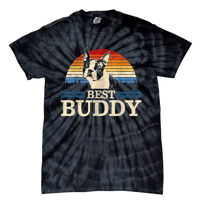 Boston Terrier Vintage Best Buddy Funny Dog Lover Gift Tie-Dye T-Shirt