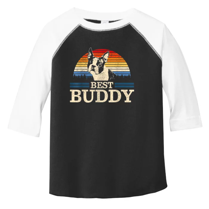 Boston Terrier Vintage Best Buddy Funny Dog Lover Gift Toddler Fine Jersey T-Shirt