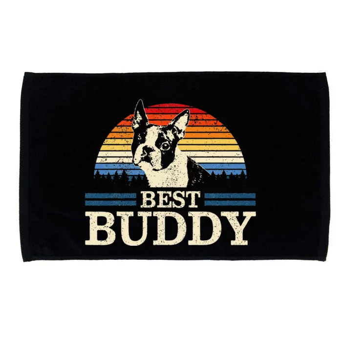 Boston Terrier Vintage Best Buddy Funny Dog Lover Gift Microfiber Hand Towel