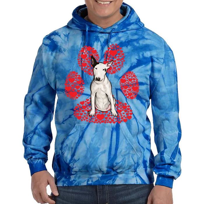 Bull Terrier Valentines Day Dog Love Paw Gift Tie Dye Hoodie