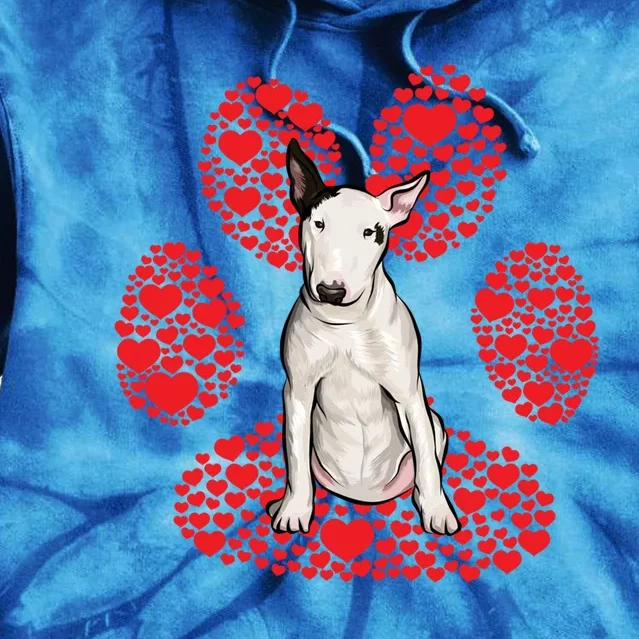 Bull Terrier Valentines Day Dog Love Paw Gift Tie Dye Hoodie