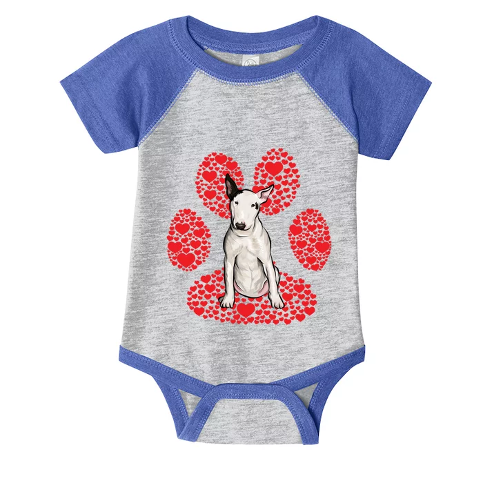 Bull Terrier Valentines Day Dog Love Paw Gift Infant Baby Jersey Bodysuit