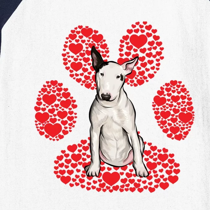 Bull Terrier Valentines Day Dog Love Paw Gift Baseball Sleeve Shirt