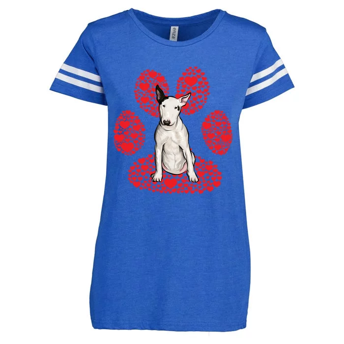 Bull Terrier Valentines Day Dog Love Paw Gift Enza Ladies Jersey Football T-Shirt