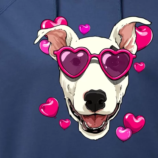 Bull Terrier Valentines Day Heart Dog Lover Gift Performance Fleece Hoodie