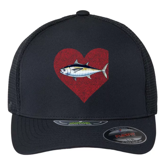 Blackfin Tuna Valentines Day Fish Love Fingerprint Gift Flexfit Unipanel Trucker Cap