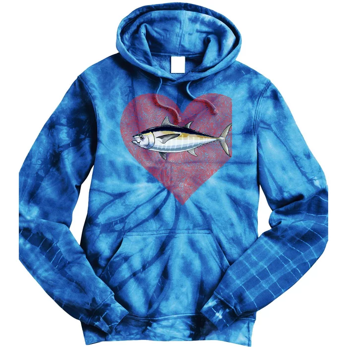 Blackfin Tuna Valentines Day Fish Love Fingerprint Gift Tie Dye Hoodie