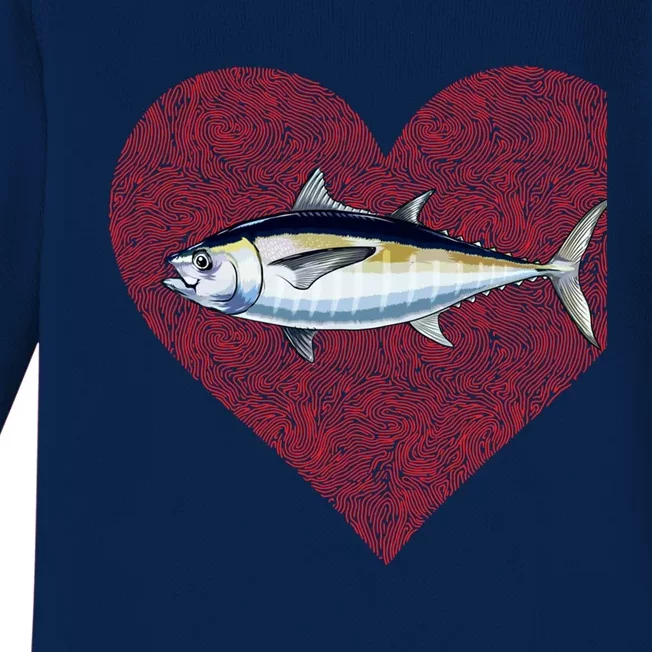 Blackfin Tuna Valentines Day Fish Love Fingerprint Gift Baby Long Sleeve Bodysuit