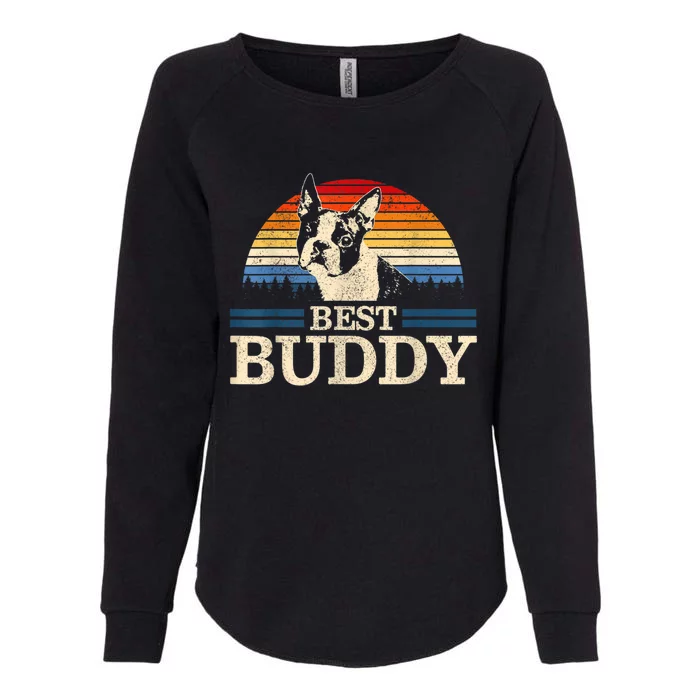 Boston Terrier Vintage Best Buddy Funny Dog Lover Gift Womens California Wash Sweatshirt