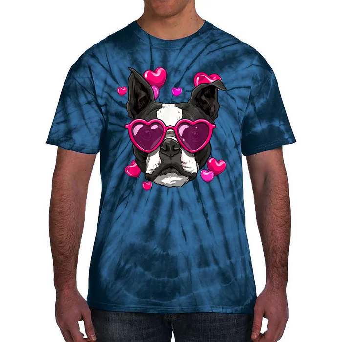 Boston Terrier Valentines Day Heart Dog Lover Tie-Dye T-Shirt