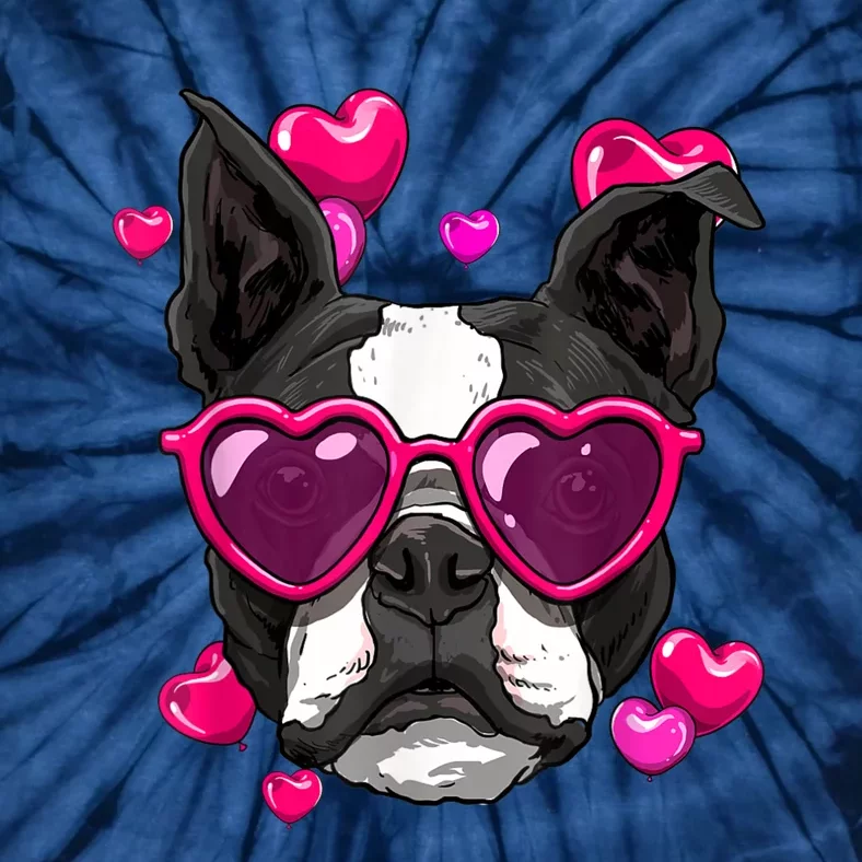 Boston Terrier Valentines Day Heart Dog Lover Tie-Dye T-Shirt