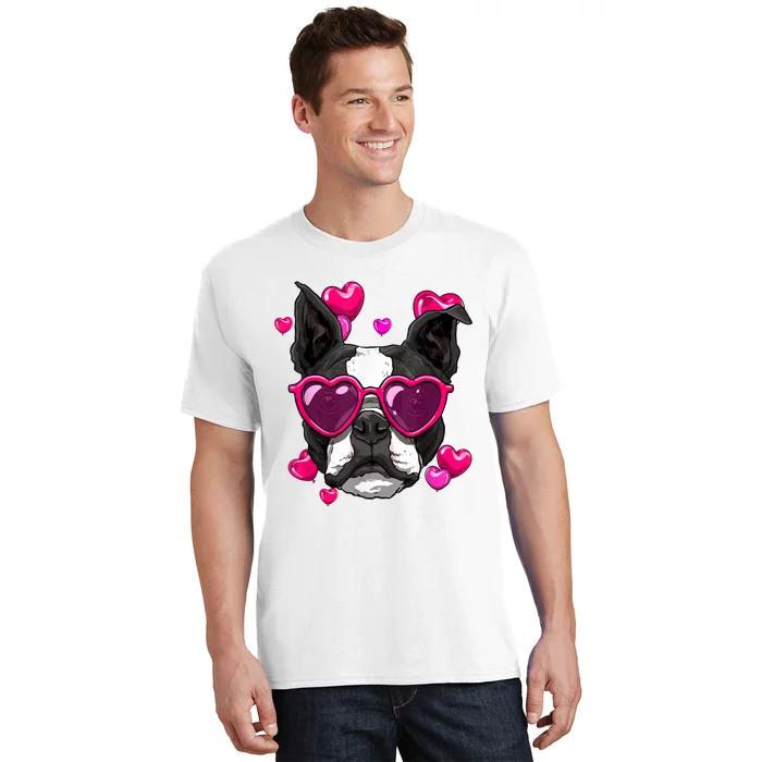 Boston Terrier Valentines Day Heart Dog Lover T-Shirt