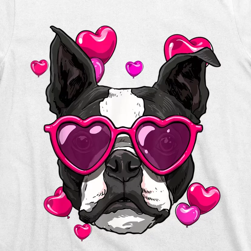 Boston Terrier Valentines Day Heart Dog Lover T-Shirt