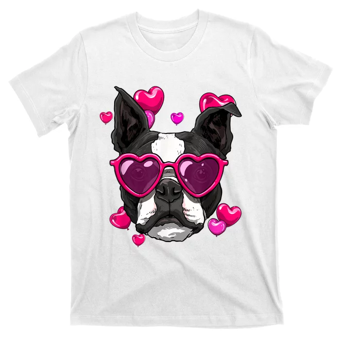 Boston Terrier Valentines Day Heart Dog Lover T-Shirt