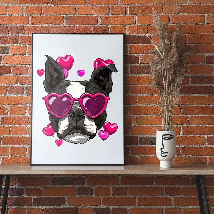 Boston Terrier Valentines Day Heart Dog Lover Poster