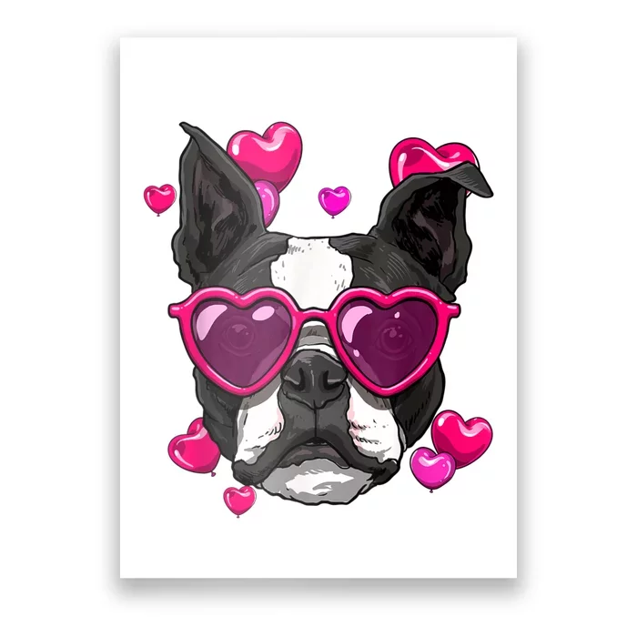 Boston Terrier Valentines Day Heart Dog Lover Poster