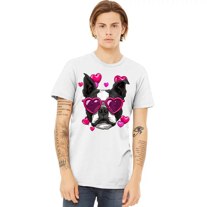 Boston Terrier Valentines Day Heart Dog Lover Premium T-Shirt