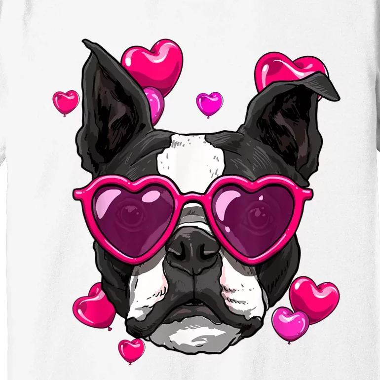 Boston Terrier Valentines Day Heart Dog Lover Premium T-Shirt