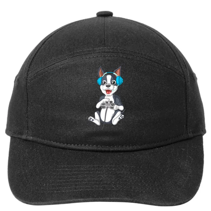 Boston Terrier Video Gamer 7-Panel Snapback Hat