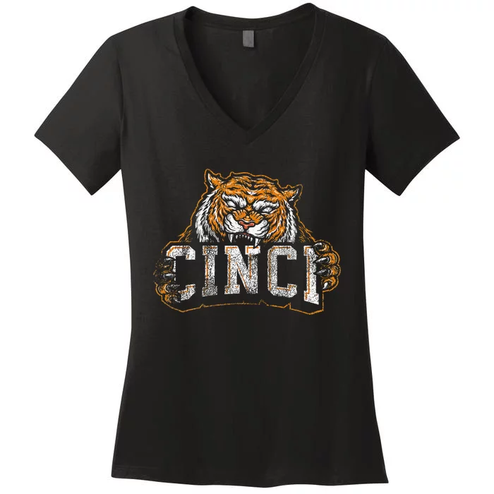 Bengal Tiger Vintage Women's V-Neck T-Shirt