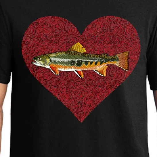 Brook Trout Valentines Day Fish Love Fingerprint Funny Gift Pajama Set