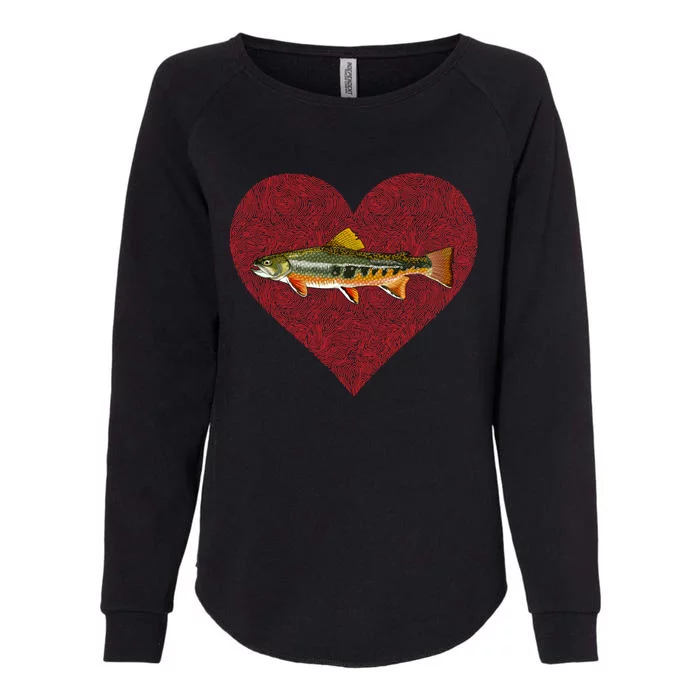 Brook Trout Valentines Day Fish Love Fingerprint Funny Gift Womens California Wash Sweatshirt