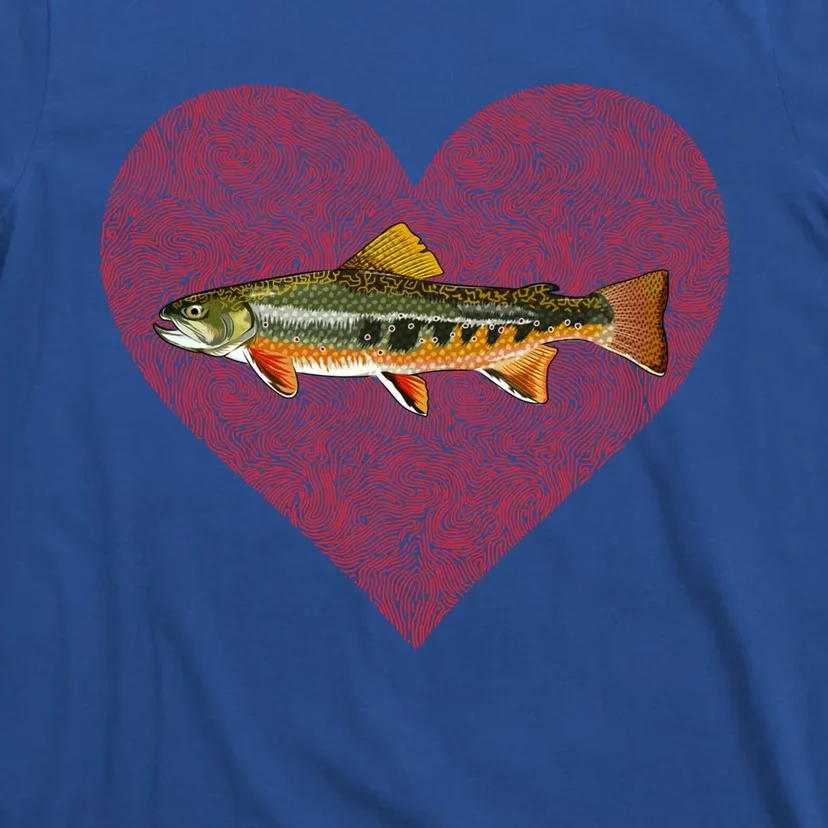 Brook Trout Valentines Day Fish Love Fingerprint Funny Gift T-Shirt