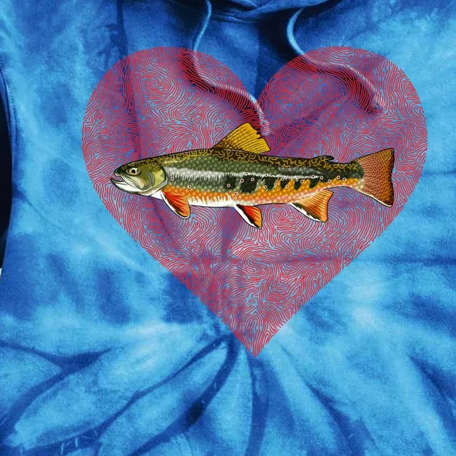 Brook Trout Valentines Day Fish Love Fingerprint Funny Gift Tie Dye Hoodie