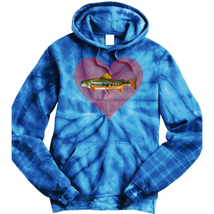 Brook Trout Valentines Day Fish Love Fingerprint Funny Gift Tie Dye Hoodie