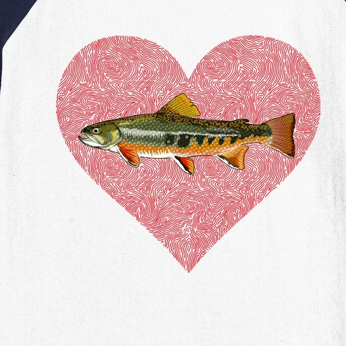 Brook Trout Valentines Day Fish Love Fingerprint Funny Gift Baseball Sleeve Shirt