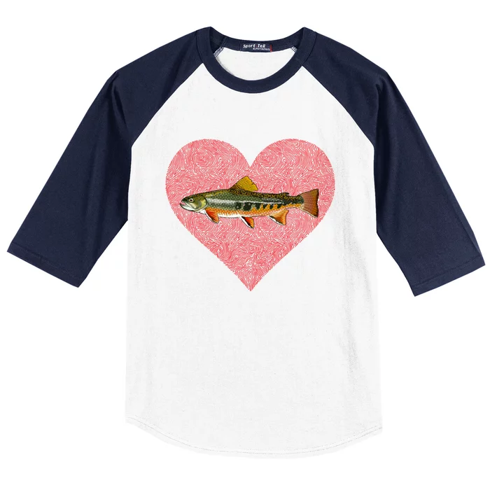 Brook Trout Valentines Day Fish Love Fingerprint Funny Gift Baseball Sleeve Shirt