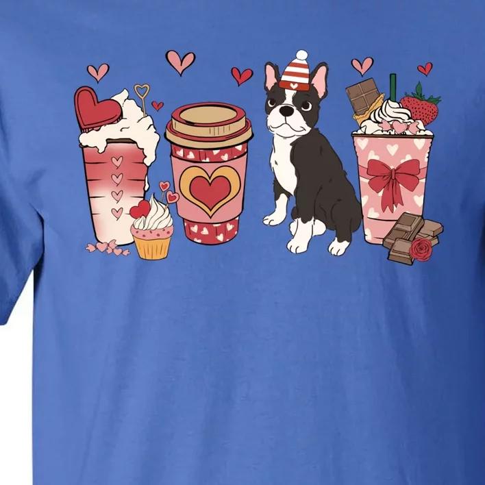 Boston Terrier Valentines Day Dog Mom Coffee Lovers Gift Tall T-Shirt