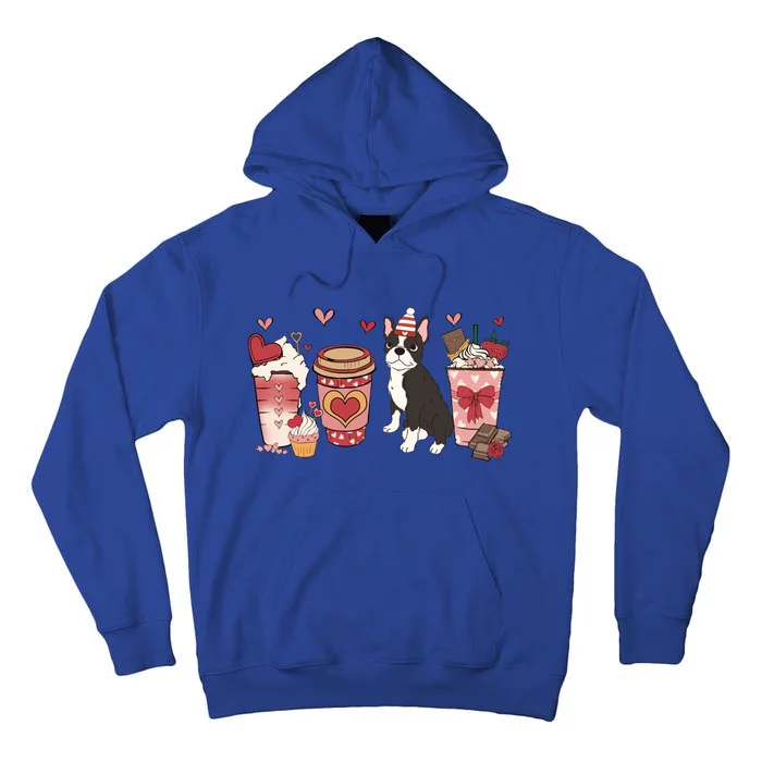 Boston Terrier Valentines Day Dog Mom Coffee Lovers Gift Tall Hoodie