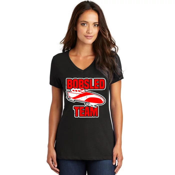 Bobsled Team Winter Sport Lover Bobsleigh Speed Fanatic Premium Women's V-Neck T-Shirt