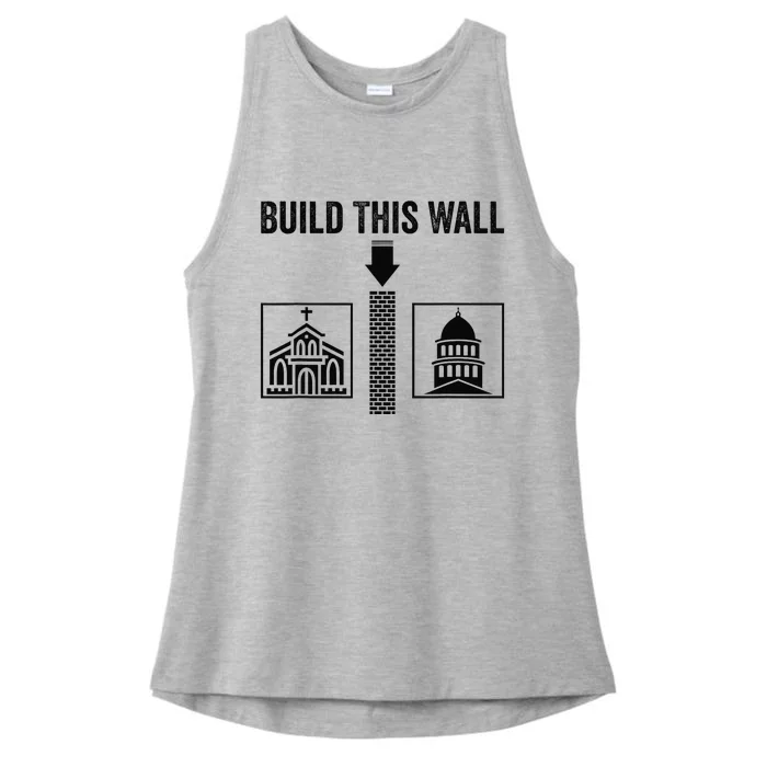 Build This Wall Separation of Church And State USA Ladies Tri-Blend Wicking Tank