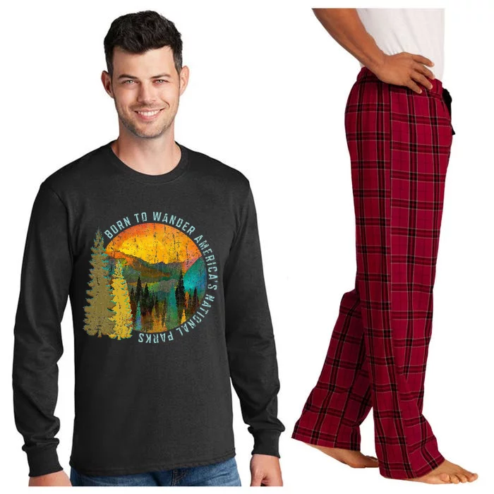 Born To Wander Americas National Parks Vintage Long Sleeve Pajama Set