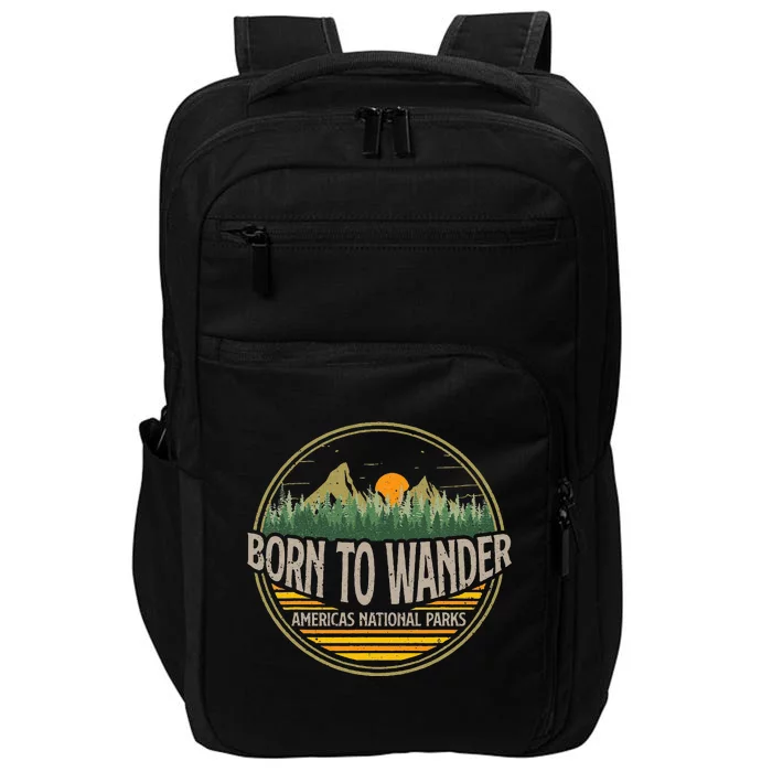 Born To Wander Americas National Parks Vintage Retro Impact Tech Backpack