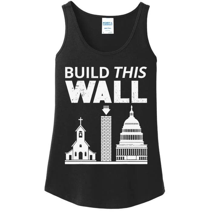 Build This Wall Separation of Church And State USA Ladies Essential Tank