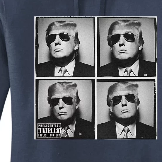 Badass Trump Wearing Sunglasses Donald Trump Album Cover Women's Pullover Hoodie