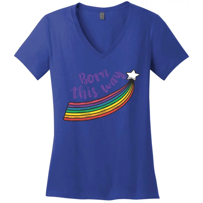 Born This Way Lgbt+ Rainbow Gayfriendly Gift Women's V-Neck T-Shirt