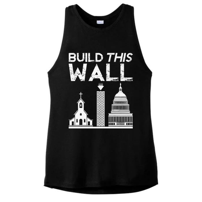 Build This Wall Separation Of Church And State USA Ladies Tri-Blend Wicking Tank